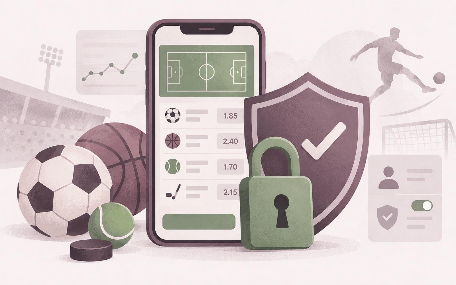 Illustration of a padlock and a document representing data protection